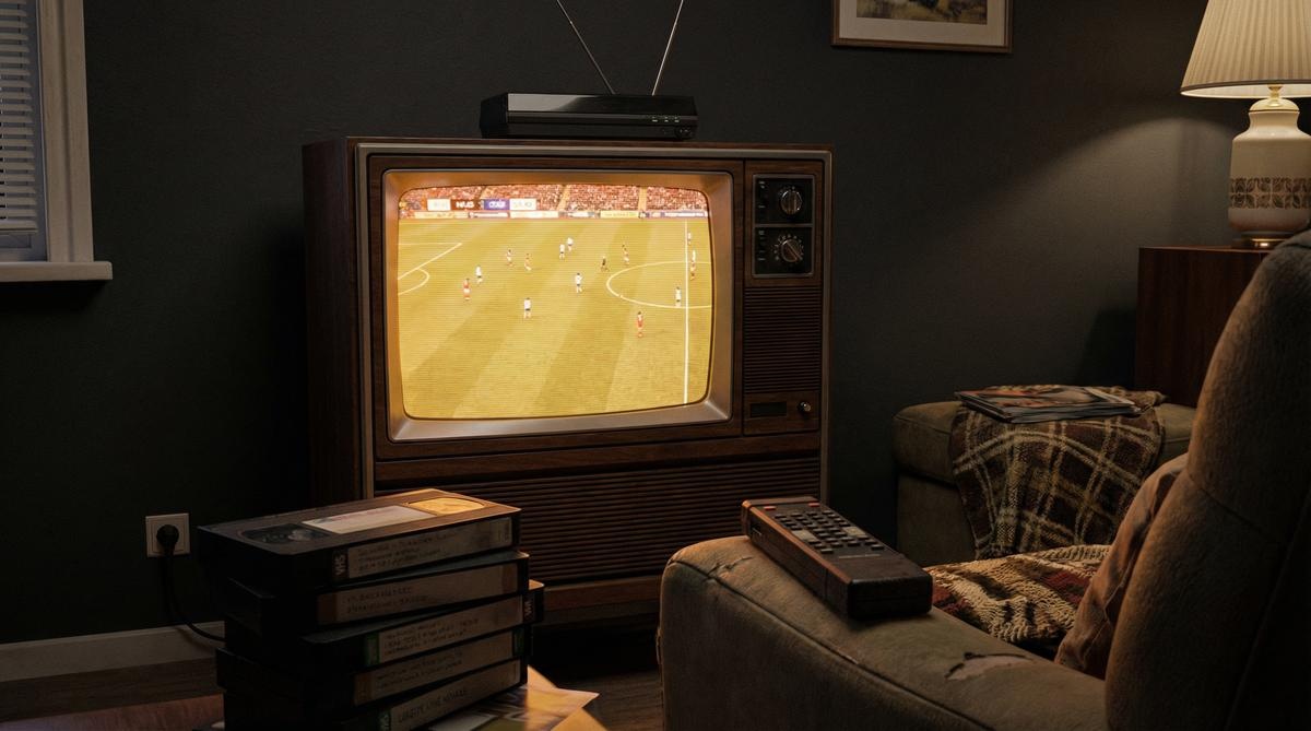 复古电视机播放足球直播画面 - FIFA2026世界杯